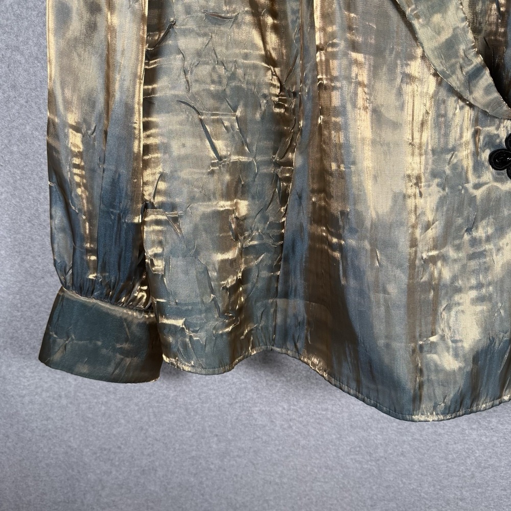Alex Evenings Jacket Womens 3x Vintage Shiny Blue/gold - Picture 3 of 8